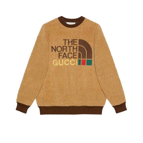 the north face x gucci web print cotton sweatshirt|Gucci north face hoodie brown.